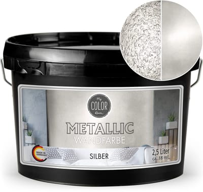 My Color Room Metallic Muurverf - Hoogglans Afwerking - Waterbasis - Terpentinevrij - Zilver - 2,5 Liter