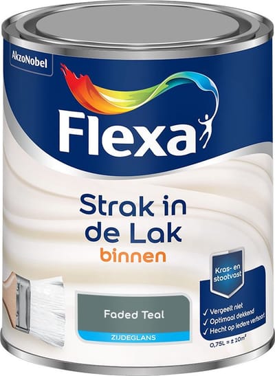 Flexa - Strak In De Lak Binnenlak Zijdeglans - Faded Teal - Mengverf - 750 Ml