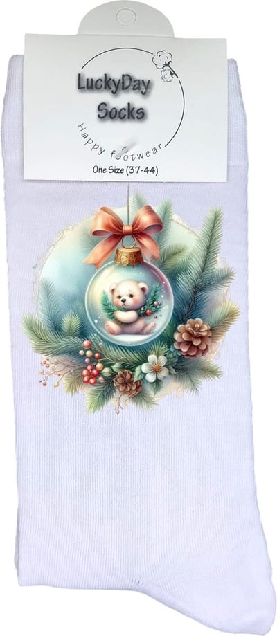 Beertje - Verjaardag cadeau - Grappige sokken - Print sokken - Leuke sokken voor heren en dames - Moederdag - Vaderdag - Cadeau voor hem en haar - Kerstcadeau - Vrolijke sokken - Kerstbal - Valentijns cadeau - Sokken waar je vrolijk van wordt - 37-44