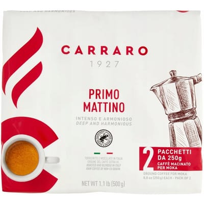 Carraro Primo Mattino Gemalen Koffie voor Moka 2x250 g