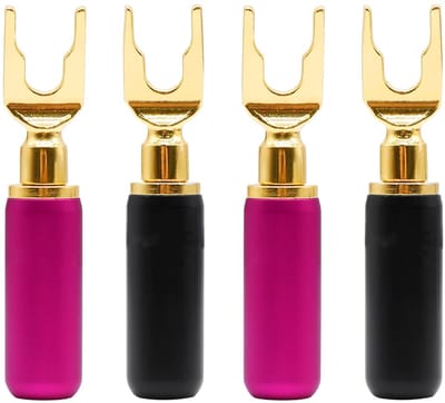 Gouden Spade Speaker Connectoren met U-vork en Banana Plugs voor Solderless Terminals - 4 Stuks voor Geluidsinstallaties en Audio Kabels