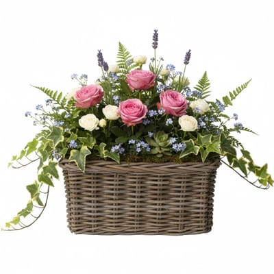 Van der Leeden Plantenmand Klassiek - bruin - rechthoek - 40 x 23 x 20 cm - rotan - gevlochten riet - mand - opbergen