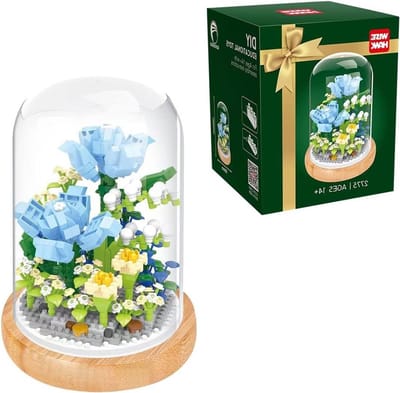 Bouwset met Bloemen en Immortele Boeket, Kunstplanten voor Volwassenen, Perfect Cadeau voor Moeder en Vriendin, Inclusief Beschermende Cover