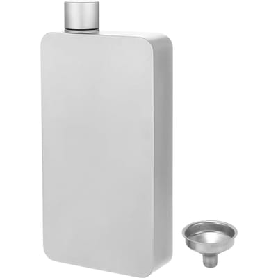 400ml Pure Ti Fles Outdoor Draagbaar Lichtgewicht Vierkante Ti Likeurfles met Roestvrijstalen Trechter Lekdicht voor Bar white