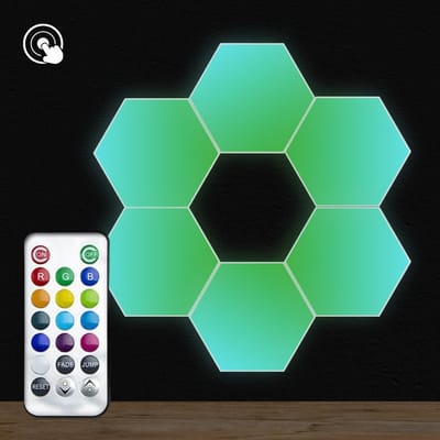 HappyLEDS® Hexagon LED Lights Touch - Wandlamp Binnen – RGB Lamp - Gaming Accesoires – Hexagon LED Panelen - 6 Stuks