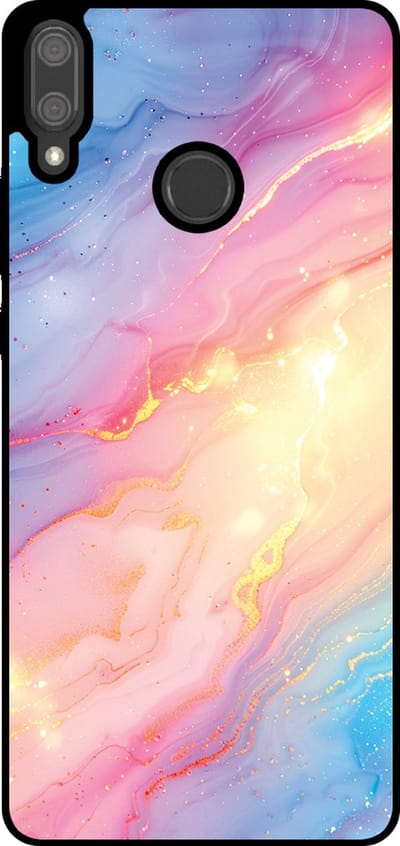 Smartphonica Telefoonhoesje Geschikt voor Huawei Y9 (2019) met Regenboog Glitter Marmer Opdruk - TPU Backcover Case Rainbow Glitter Marble Design geschikt voor Huawei Y9 (2019)