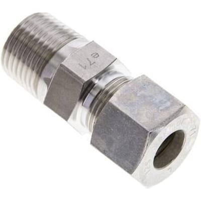 1/2'' NPT Buitendraad x 12S RVS Rechte Knelfitting 630 Bar DIN 2353 - FL2S-MO-ST-012N-12-S