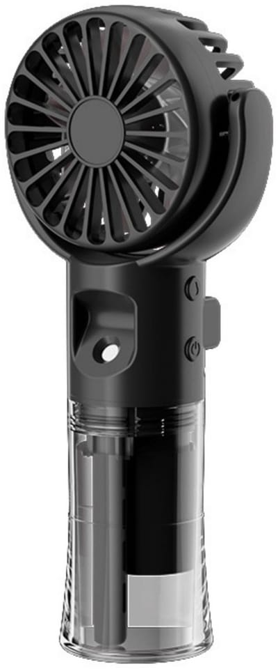 Draagbare handzame mistventilator - Mini draagbare oplaadbare ventilator - Draagbare ventilator met 4 snelheden - USB oplaadbare ventilator - Geschikt voor buiten, kantoor, kamperen, reizen, accessoire (zwart)