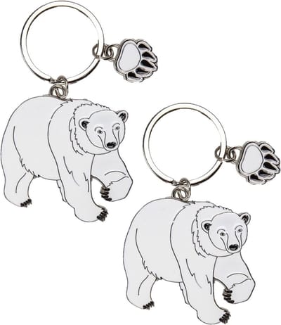 Metalen sleutelhanger van een ijsbeer - 2x - 5 cm - Dieren cadeau artikelen - Kinderen