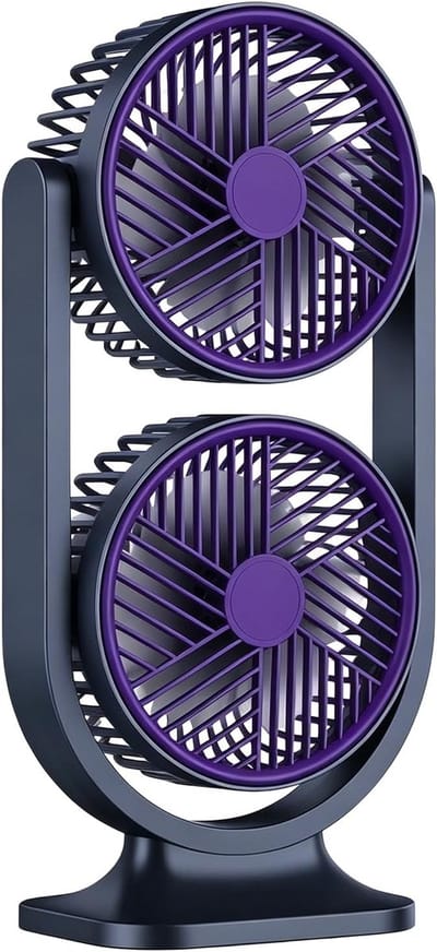 Dubbele Bureau Ventilator - USB Tafelventilator met Twee Koppen - Compact en Stil - voor Warme Dagen - Geschikt voor Kantoor, Slaapkamer, Auto en Reizen - zwart
