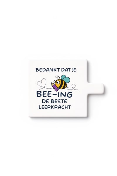 Bedankt Beste Leerkracht Tegel – Schattige Bij “Bee-ing De Beste Leerkracht” Design – Keramische Decoratieve Tegel Cadeau voor Juf of Meester
