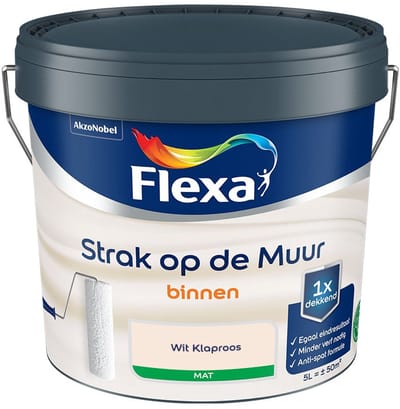 Flexa - Strak Op De Muur Binnen Mat - Wit Klaproos - Mengverf - 5 L