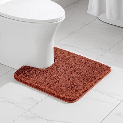 Badmat, zachte badmat, antislip, voetmat, badkamermat, slaapkamermat, wollig tapijt, badkamertapijt, douchemat, voor badkamer, woonkamer, slaapkamer, 50 x 50 cm, karamelbruin