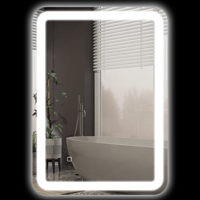 MODFU - Badkamerspiegel - Ledverlichting En Anti-Condens - Modern - Voor Badkamer - Gehard Glas - Zilver - 50 X 70 Cm