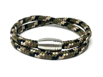 NIEUW! Jolla - heren armband - wikkelarmband - magneet - staal - gevlochten touw - Steel Rope - Camouflage - Medium