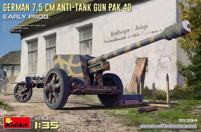 MiniArt Modelbouwpakket Militaire voertuigen - 35394 German 7.5CM Anti-Tank Gun PAK 40. Early Prod. Plastic - 1:35 - Modelbouw