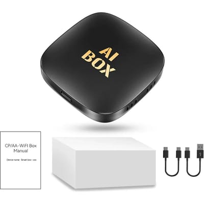 Slimme Mini Ai Box 2+32GB Android 10 Ondersteuning Netflix YouTube Draadloze CarPly Geschikt voor 99% van de auto's met bedrade Carplay blauwe belkleur