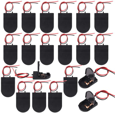 Allecto - CR2032 batterij houder - Knoopcel batterijadapter - AAN/UIT-schakelaar - Zwart - Batterijhouder voor LED - Geschikt voor CR2032 - Kleur Z