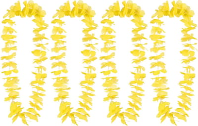 Boland Hawaii krans/slinger - 4x - Tropische kleuren geel - Bloemen hals slingers