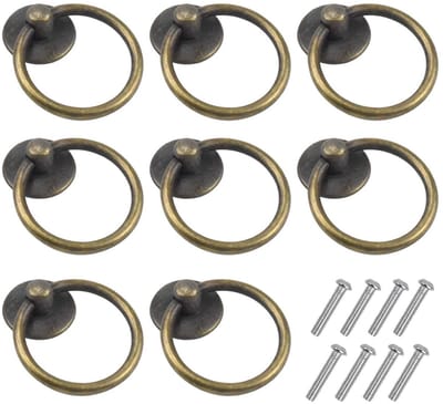 Dailygoods- Ladehandgrepen 8 Stuks - Meubel Knoppen - Ring Knoppen - Deurhandgrepen - Metalen Handgrepen - Hoogwaardige Constructie - Meubelknoppen