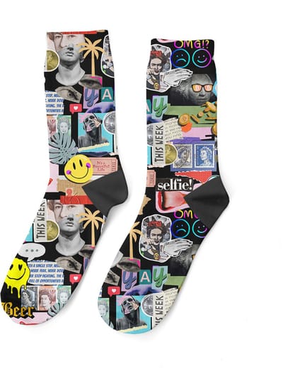 Goby Collage Art Sokken – Happy Socks - Grappige Sokken - Vrolijke Sokken - Maat 35–39