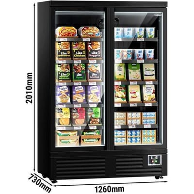 GGM Gastro Wandkühlregal - 1310mm - 991 Liter - mit 2 doppelt verglasten Flügeltüren & 5 Ablagen