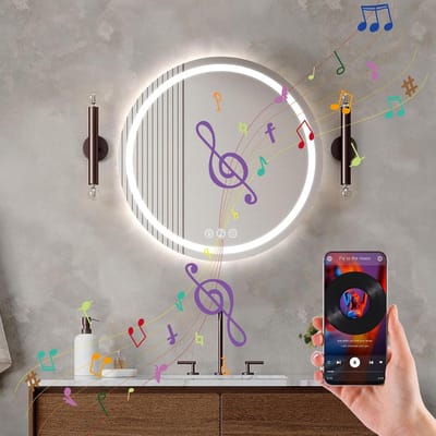 Dimbare LED Badkamerspiegel Rond 50cm met Bluetooth, Anti-condens, 3 Lichtkleuren en Geheugenfunctie