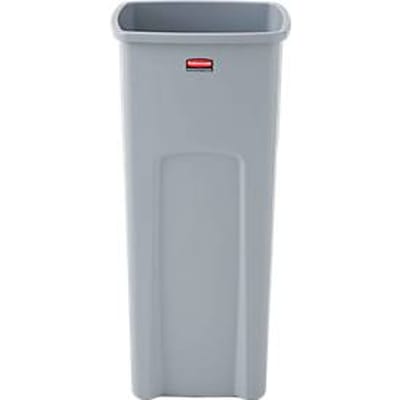 Rubbermaid afvalbak Untouchable, vierkant, met klemgleuf, L 394 x B 419 x H 836 mm, 87 l, kunststof, grijs
