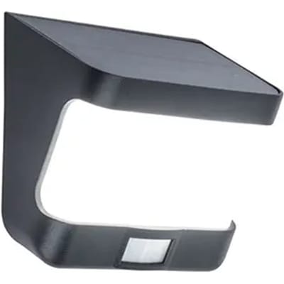 LUTEC Try - LED solar wandlamp voor buiten - Optimaal opladen door schuin zonnepaneel - PIR bewegingssensor - Dag/nacht sensor - 500Lm - 5000K helder wit licht - IP54 extra weerbestendig - Mat zwart - 118 x 125 x 69 mm
