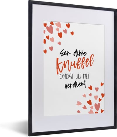 Fotolijst incl. Poster - Beterschap - Spreuken - Knuffels - 30x40 cm - Posterlijst