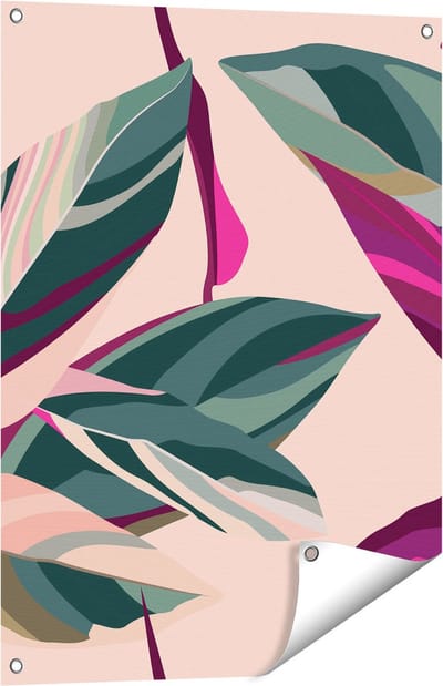 Gards Tuinposter Bloem Bladeren - Bloemen - Abstract - 60x80 cm - Tuindoek - Tuindecoratie - Wanddecoratie buiten - Tuinschilderij
