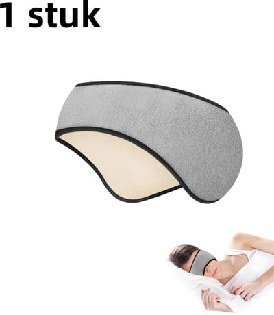 1 artikel - Verduisterend oogmasker - Twee-in-één - Geluidsisolerende oorkappen - Geschikt voor mannen en vrouwen - Geluidsdempende oorkappen - Lichtgrijs - Klittenband