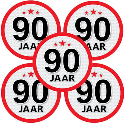90 jaar leeftijd sticker - 10x - rond - Dia 15 cm - 90 jaar verjaardag - jubileum - leeftijd versiering