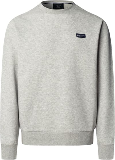 Hackett London Sweater met ronde hals en grijs logo