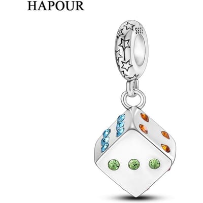 Hapour Dés Chanceux Couleur Cuivre Breloque à Suspendre Convient aux Bracelets Pan Authentiques Fait Maison Dés Perle Pour la Fabrication de Bijoux Cadeaux de Festival