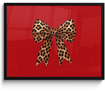 Poster in lijst - Fotolijst 70x50 cm - Posters - Strik - Sierlijk - Panter - Rood - Posterlijst zwart - Decoratie - Wanddecoratie woonkamer - Muurdecoratie slaapkamer