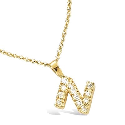 CHIVAL - Ketting 18K Verguld Goud " Letter N" – Initiaal, Voornaam, Luxe, Hypoallergeen, Perfect Cadeau voor Haar, Zirkonia, Elegant, Geschenkverpakking, Valentijn, Moederdag