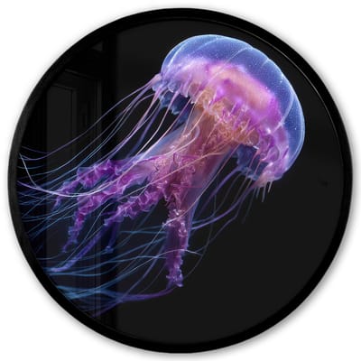 Poster in lijst Rond - Fotolijst 40x40 cm - Posters - Kwal - Doorzichtig - Roze - Tentakels - Ronde posterlijst zwart - Decoratie - Wanddecoratie woonkamer - Muurdecoratie slaapkamer