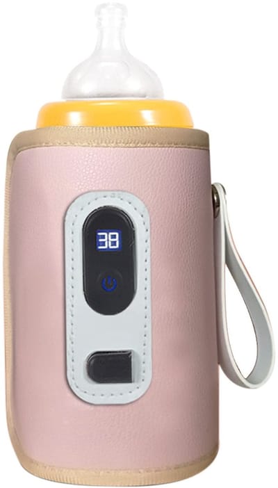 Allecto - Draagbare USB Flessenwarmer - LCD Display - Ideaal voor Thuis en Reizen - Roze - Babyvoeding - Warmwater - Babyflessen