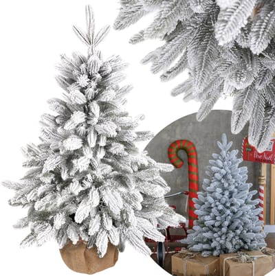 Kunstkerstboom Scandinavische spar, dichtbegroeid, besneeuwd, in een pot van 80 cm