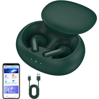 Écouteurs de traduction sans fil Écouteurs traducteur IA en temps réel pour smartphone 2 systèmes Un clic vert