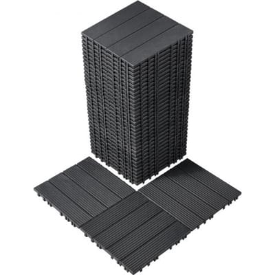VEVOR Terrastegels, Set van 36, Balkontegels 295 x 295 mm, Kliktegels, Waterdichte kunststof vloerbedekking voor buiten, Terrasvloer voor veranda, zwembad, balkon, achtertuin, Donkergrijs
