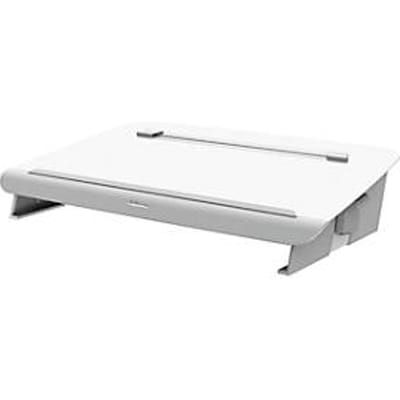 Metalen documenthouder en bureauonderlegger Fellowes Hana™, met accessoirelade, in hoogte en hoek verstelbaar, wit