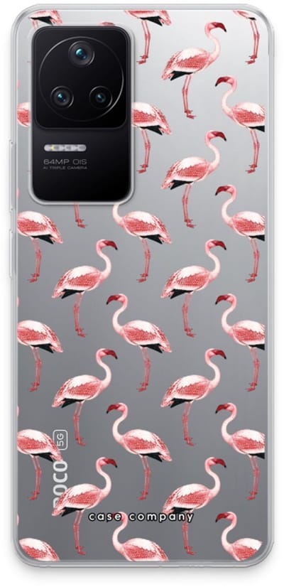 Case Company® - Hoesje geschikt voor Xiaomi Poco F4 hoesje - Flamingo - Soft Cover Telefoonhoesje - Bescherming aan alle Kanten en Schermrand