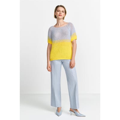 Rich & Royal Bicolored Short Sleeve Lemon Chrome Size: XS | Sweaters Outlet | Dames | Grijs
