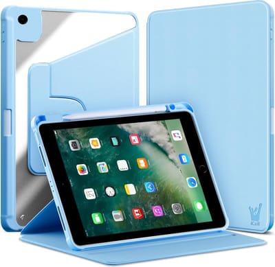 Hoes geschikt voor iPad 9.7 inch 2018-2017 / iPad Air 1 & Air 2 - Book Case Premium Sleep Cover Kunstleer 360 Graden Draaibaar met Auto/Wake Functie en Pencilhouder - Blauw