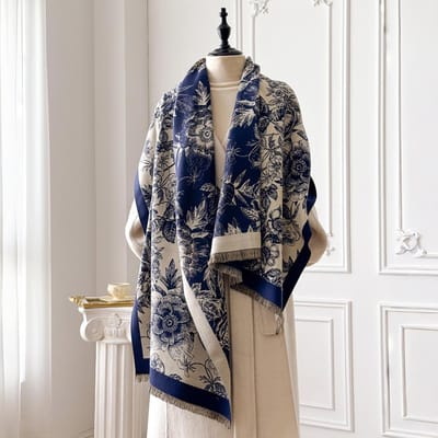 Élégant Châle Pashmina Jacquard Floral Pour Femmes Hiver Épais Chaud Double Face Design à Franges Couverture Écharpe Coupe-vent Anti-froid gray