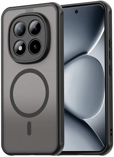 MobyDefend Hoesje - Geschikt voor Xiaomi Redmi Note 15 Pro Plus 5G - Case Geschikt voor MagSafe - Mat Transparant Met Gekleurde Rand - Zwart