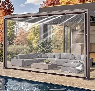 Transparante Afdekzeil – 2 x 4 m – Waterdicht & Duurzaam – Met Oogjes voor Ophangen – Voor Balkon, Tent, Auto en Buitengebruik