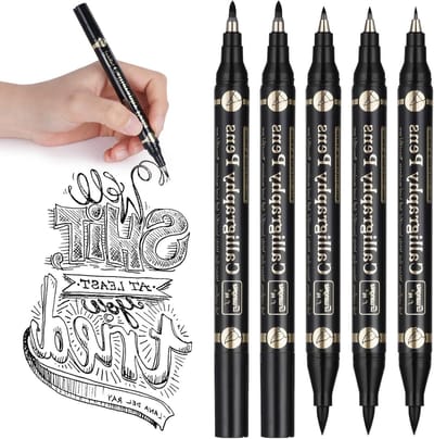 Calligraphy Set voor Beginners - 5 Stuks Kalligrafiepennen met 4 Soorten Nibs en Borstel voor Handlettering, Schetsen en Tekenen